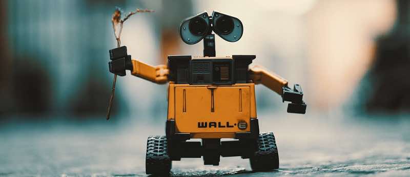 Wall-E holding a flower